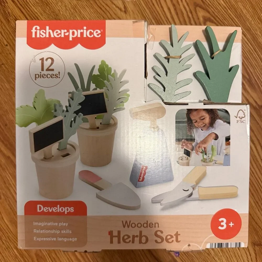 Fisher-Price Wooden Herb Set - Green and Tan